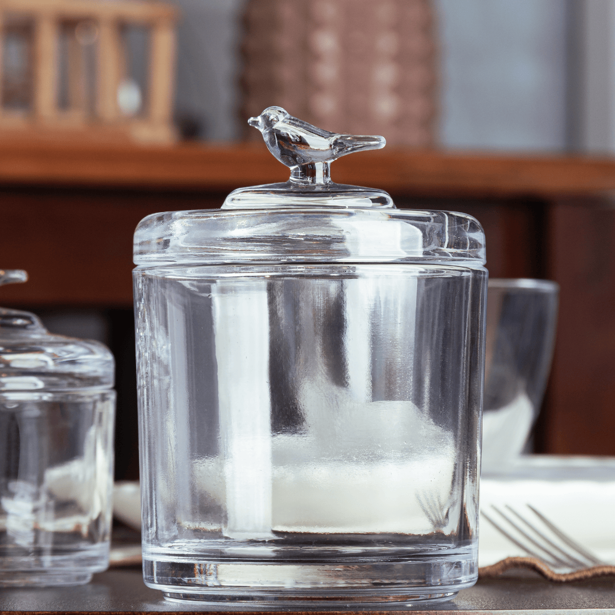 POTE DE CRISTAL ECOLOGICO COM TAMPA BIRD 10,5CM X 10,5CM X 14,5CM