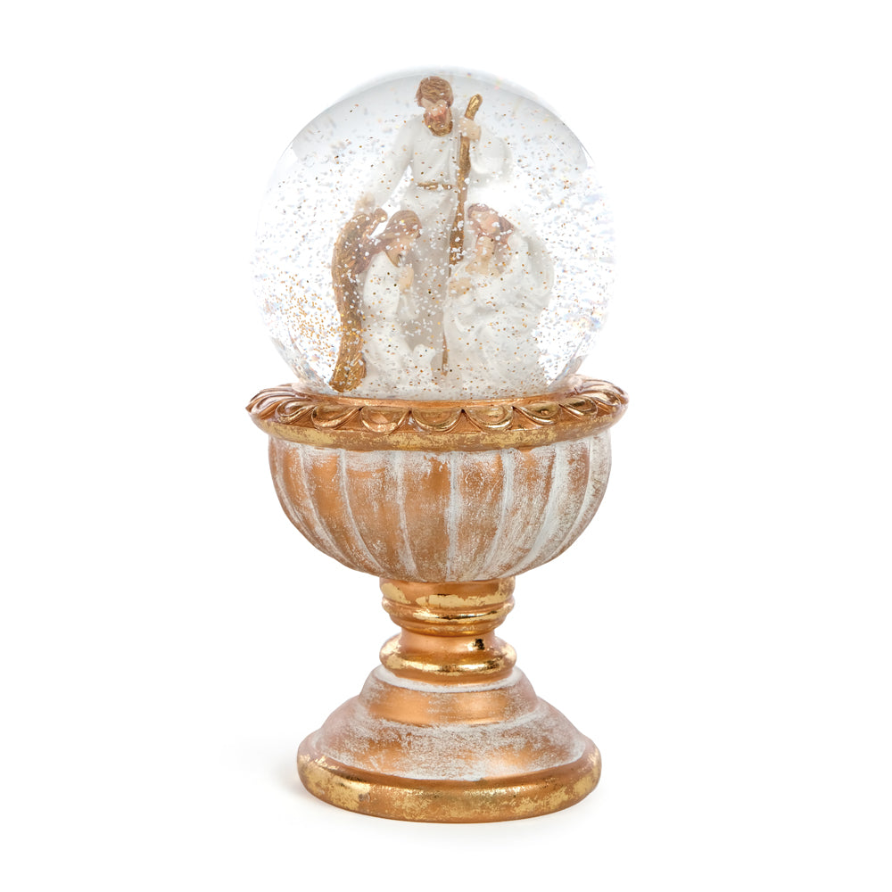 GLOBO DE AGUA SAGRADA FAMILIA DOURADO/BRANCO 24CM