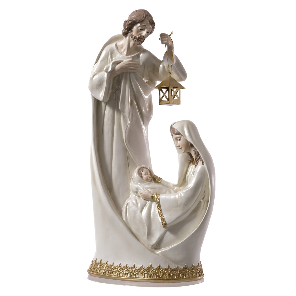 RESINA NATAL SAGRADA FAMILIA PEROLADO 45CM