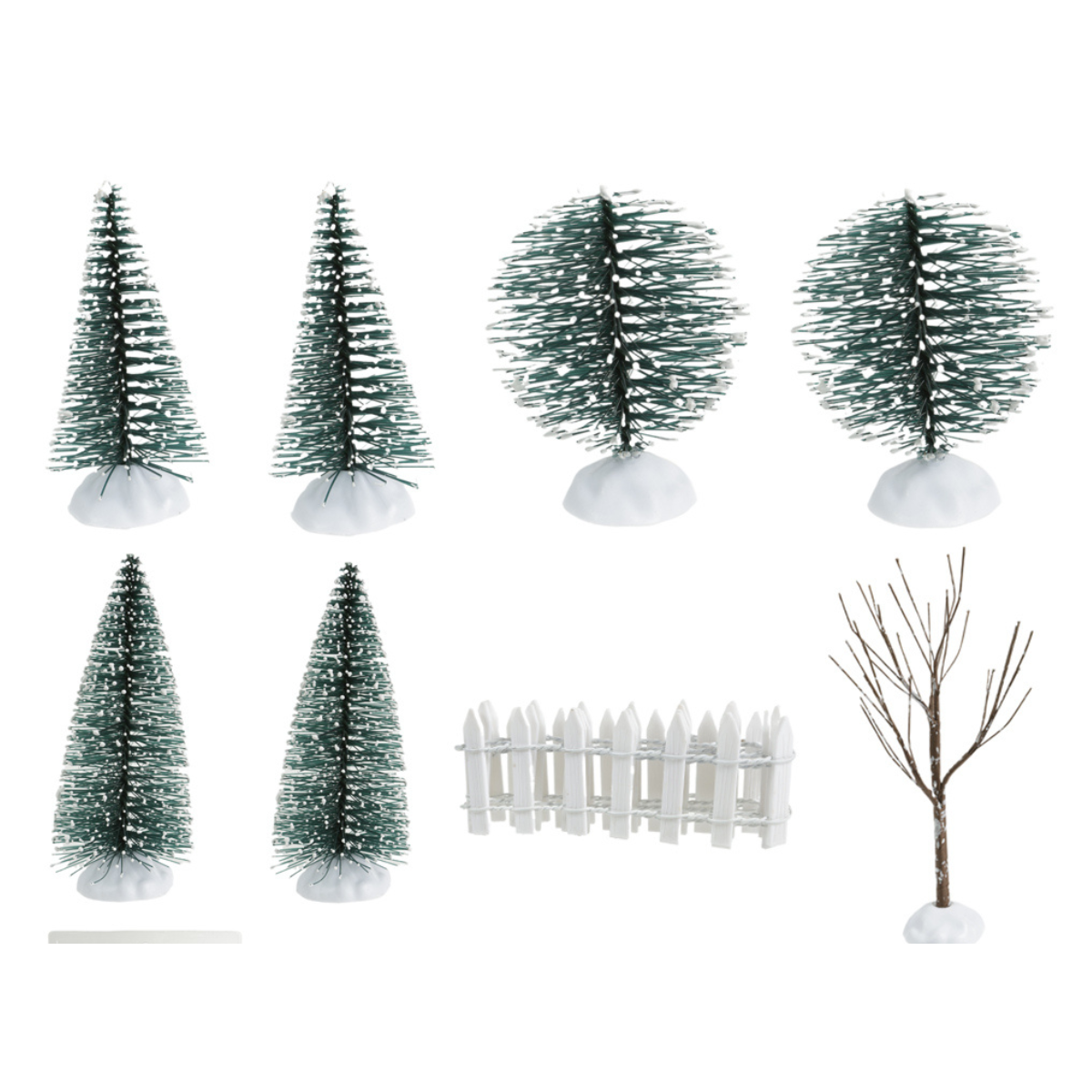 MINI CEARIO NATALINO ARVORES NEVADAS COM 8 PEÇAS