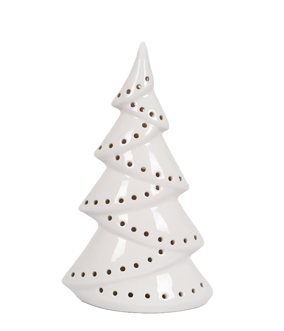 ADORNO ARVORE NATAL M EM CERAMICA COM LED BRANCO