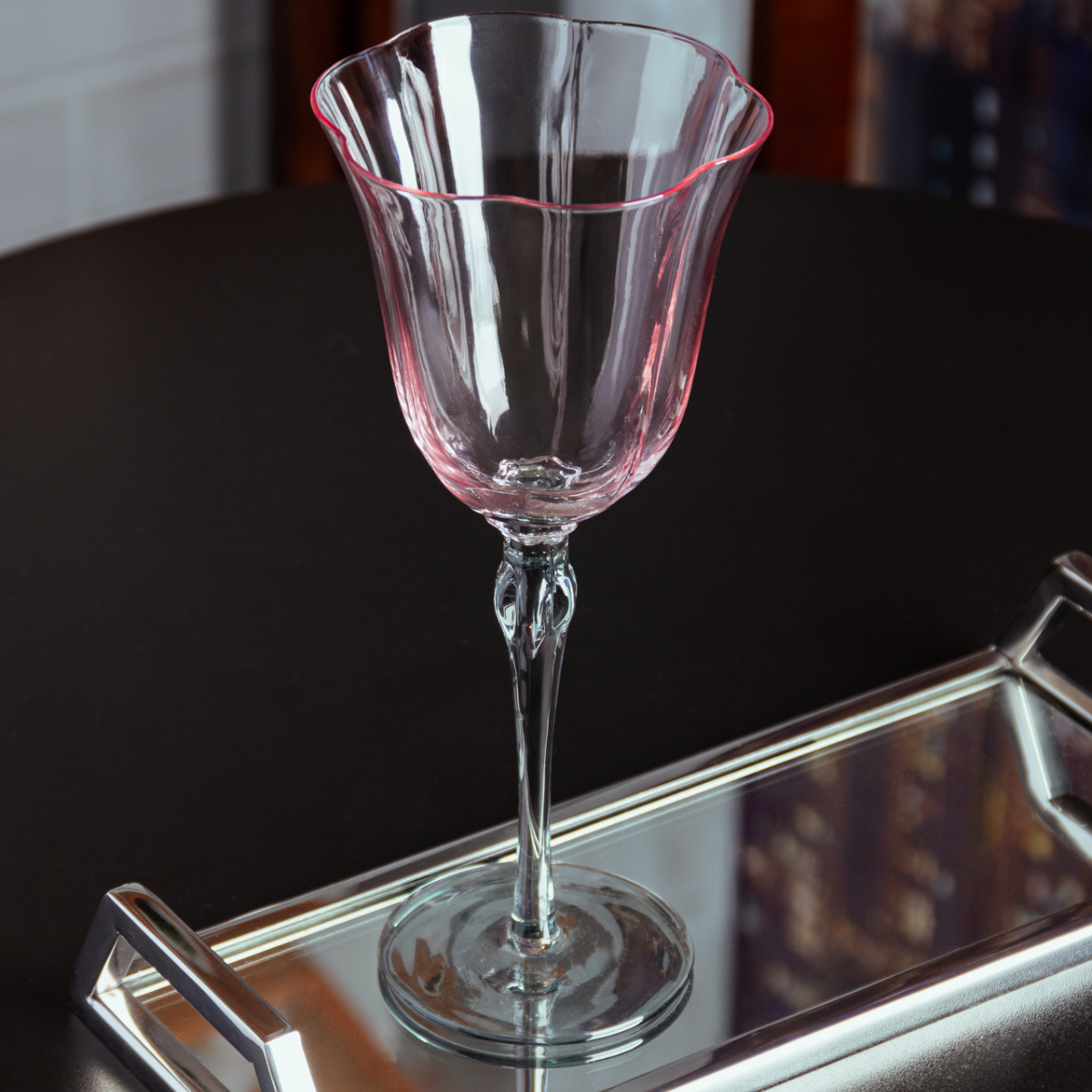 CJ 2 TACAS PARA VINHO LILY 250ML ROSA E CINZA VIDRO
