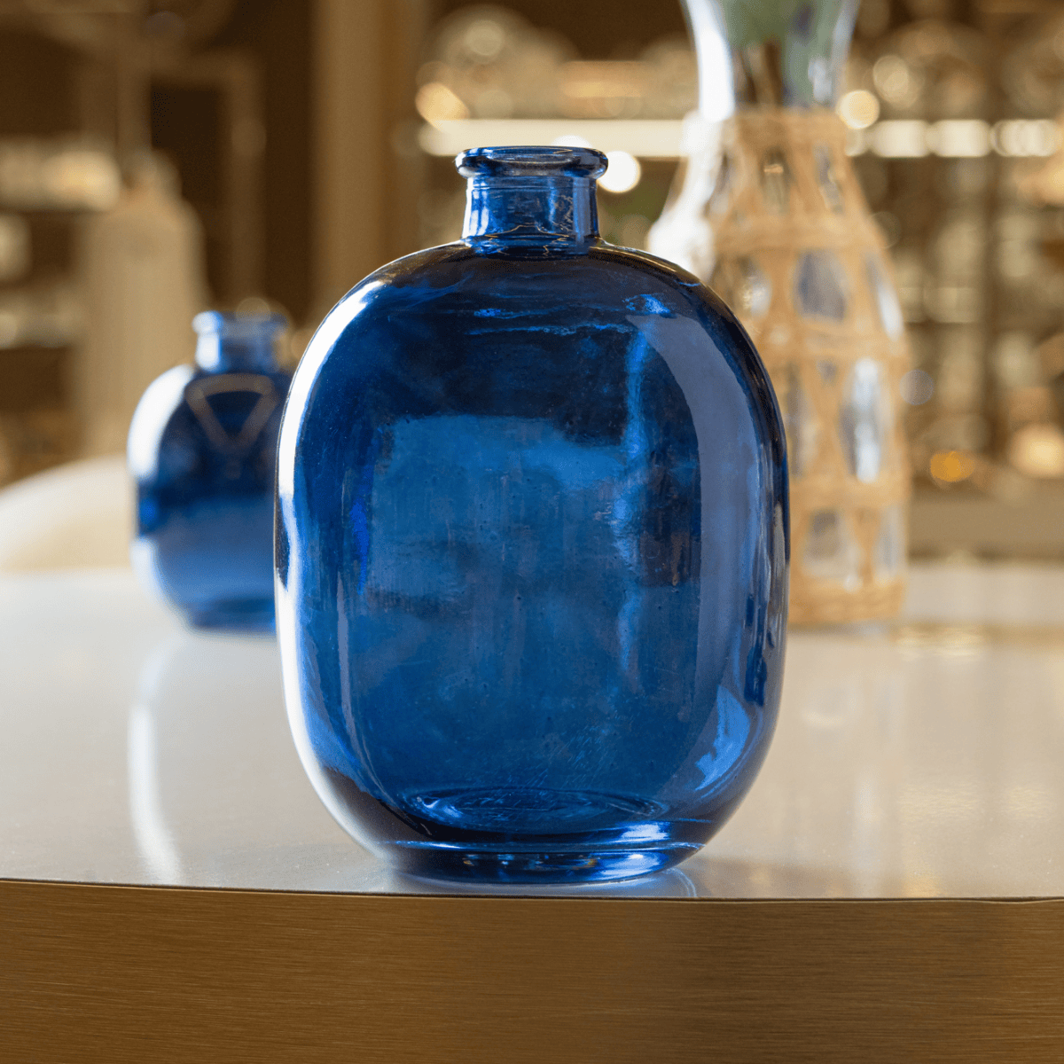 VASO HORIZON VIDRO AZUL - 14CM