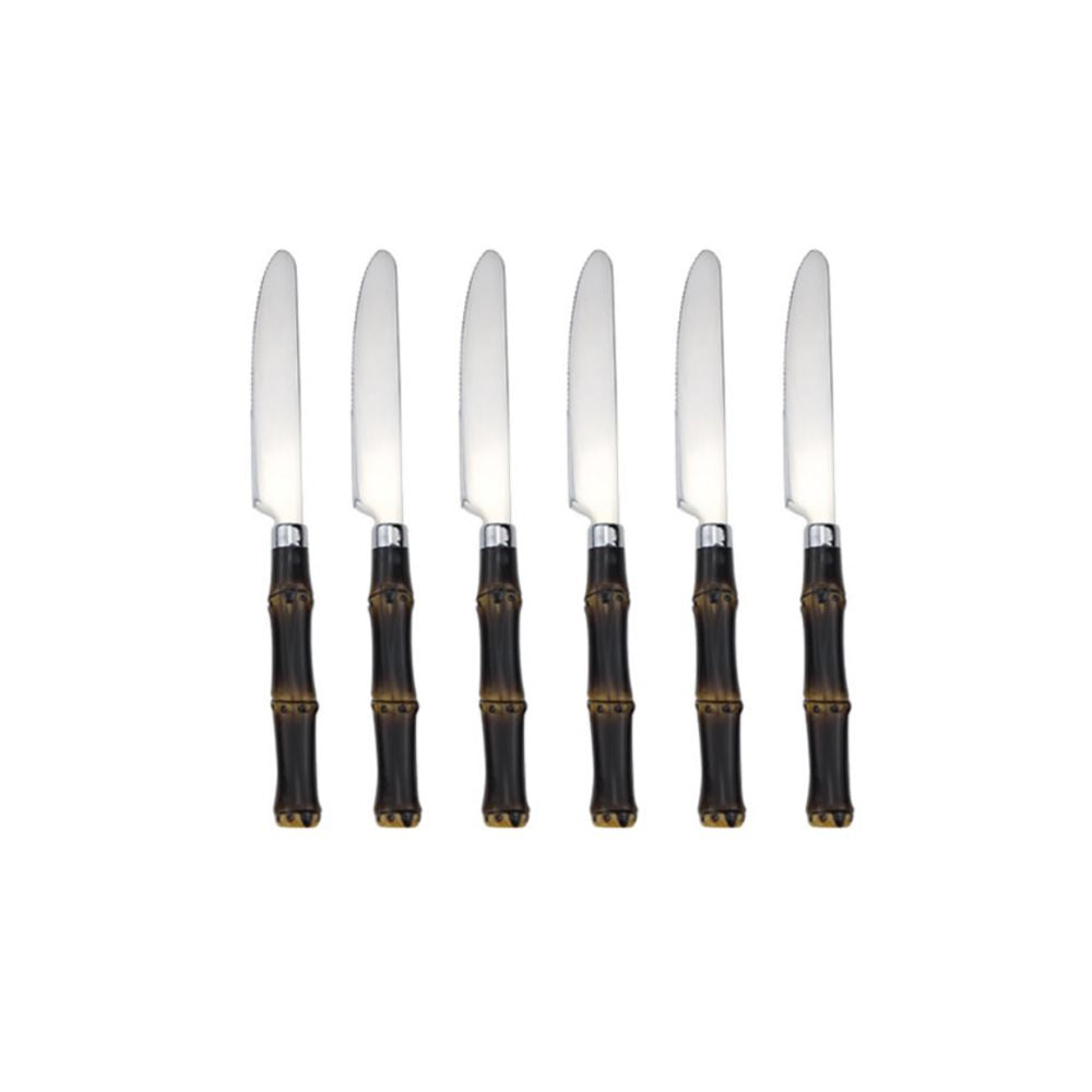 CONJUNTO COM 6 FACAS DE MESA DARK BAMBOO