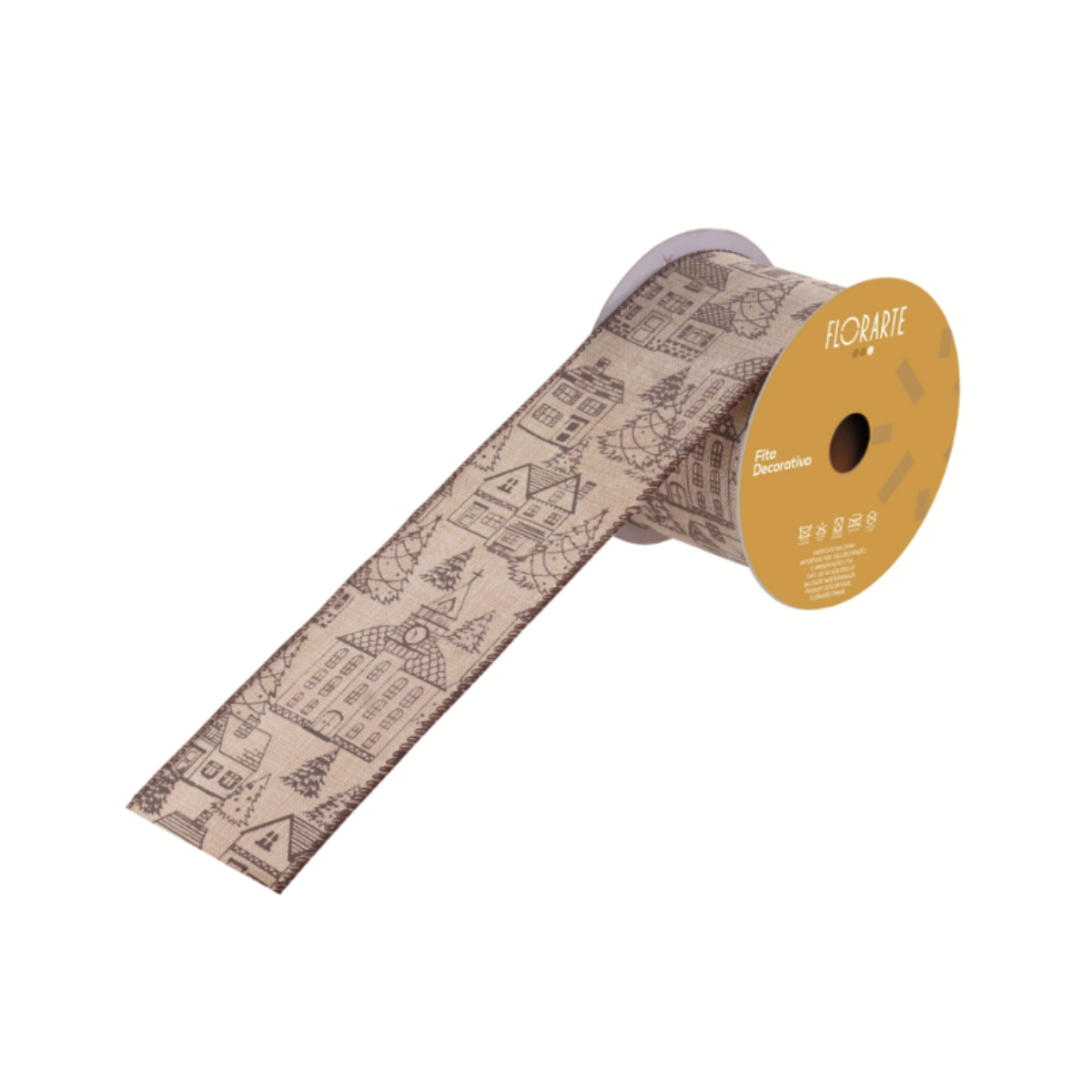 FITA ARMADA LINHO COM COSTURA BEGE E MARROM 9,14M