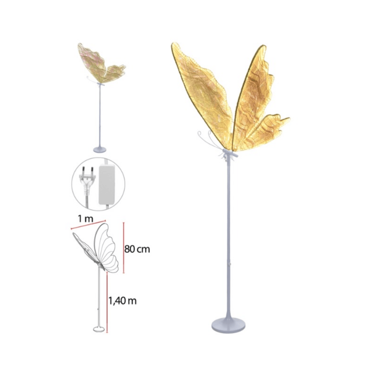 LUZ  BORBOLETA COM BASE BRANCO QUENTE BIVOLT- 1,02M
