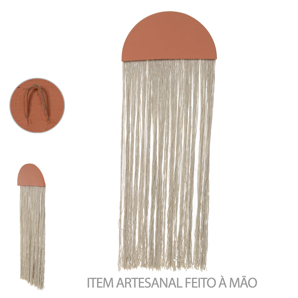 ESCULTURA DECORATIVA CERAMICA COM CORDA (CINZA) 54X18X2CM