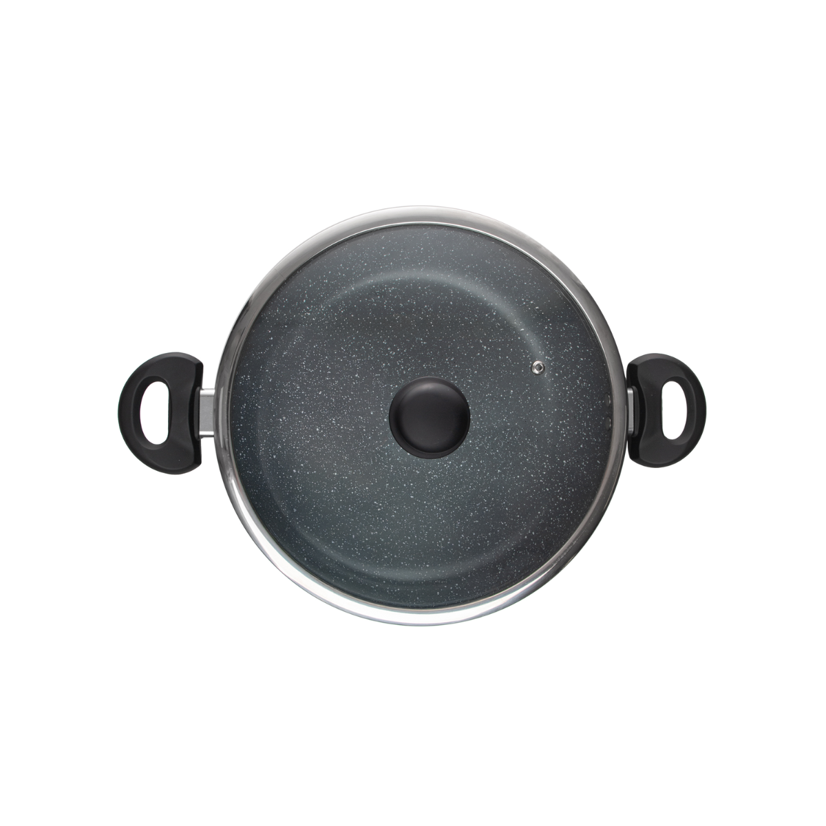 WOK DE INDUCAO COM TAMPA DE VIDRO E ALUMINIO COM REVESTIMENTO CERAMICO - 28CM - GRANILITE CINZA
