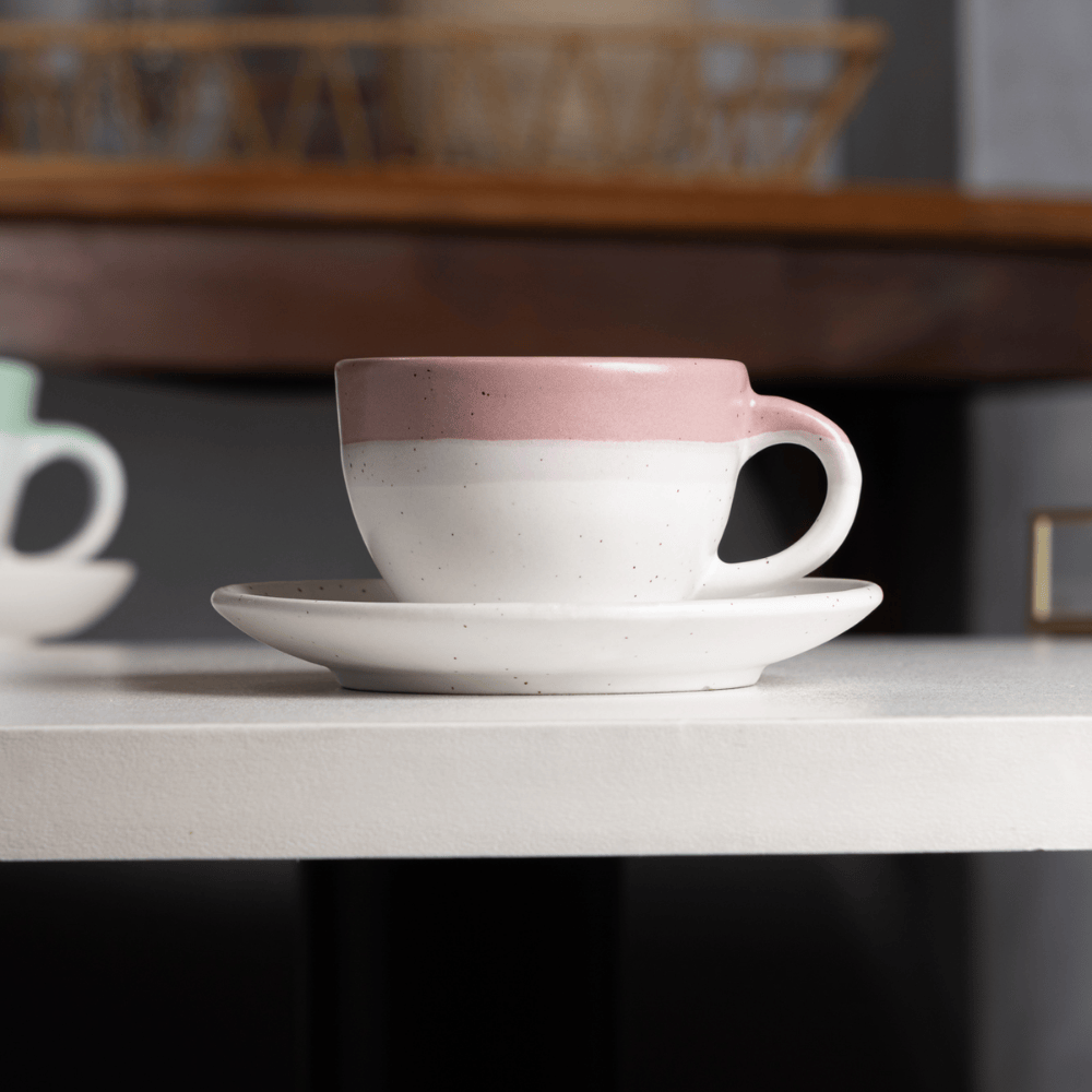 CONJUNTO 4 XICARAS DE CAFE COM PIRES OMBRE ROSA CERAMICA – 85ML