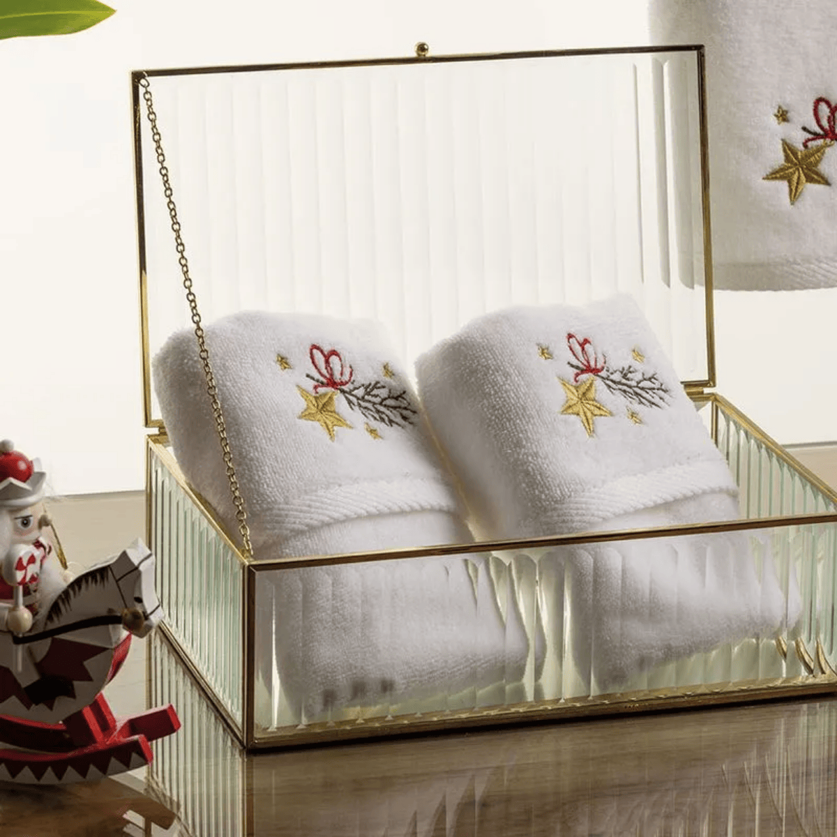JOGO DE LAVABO ESTRELA GUIA 2 PEÇAS BRANCO - 30CM X 50CM