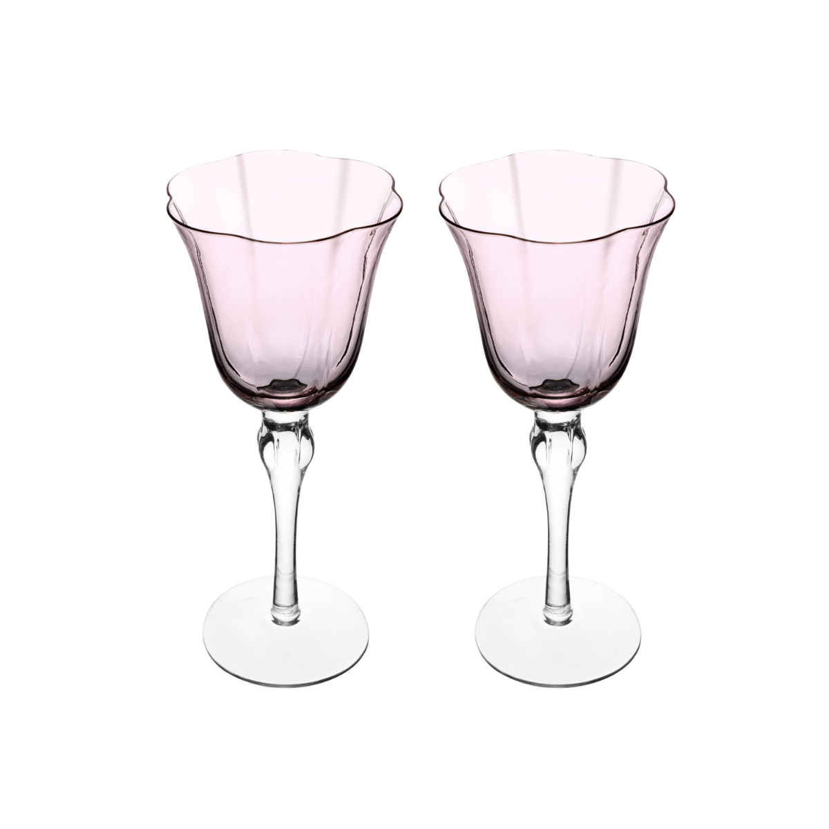CJ 2 TACAS PARA VINHO LILY 250ML ROSA E CINZA VIDRO