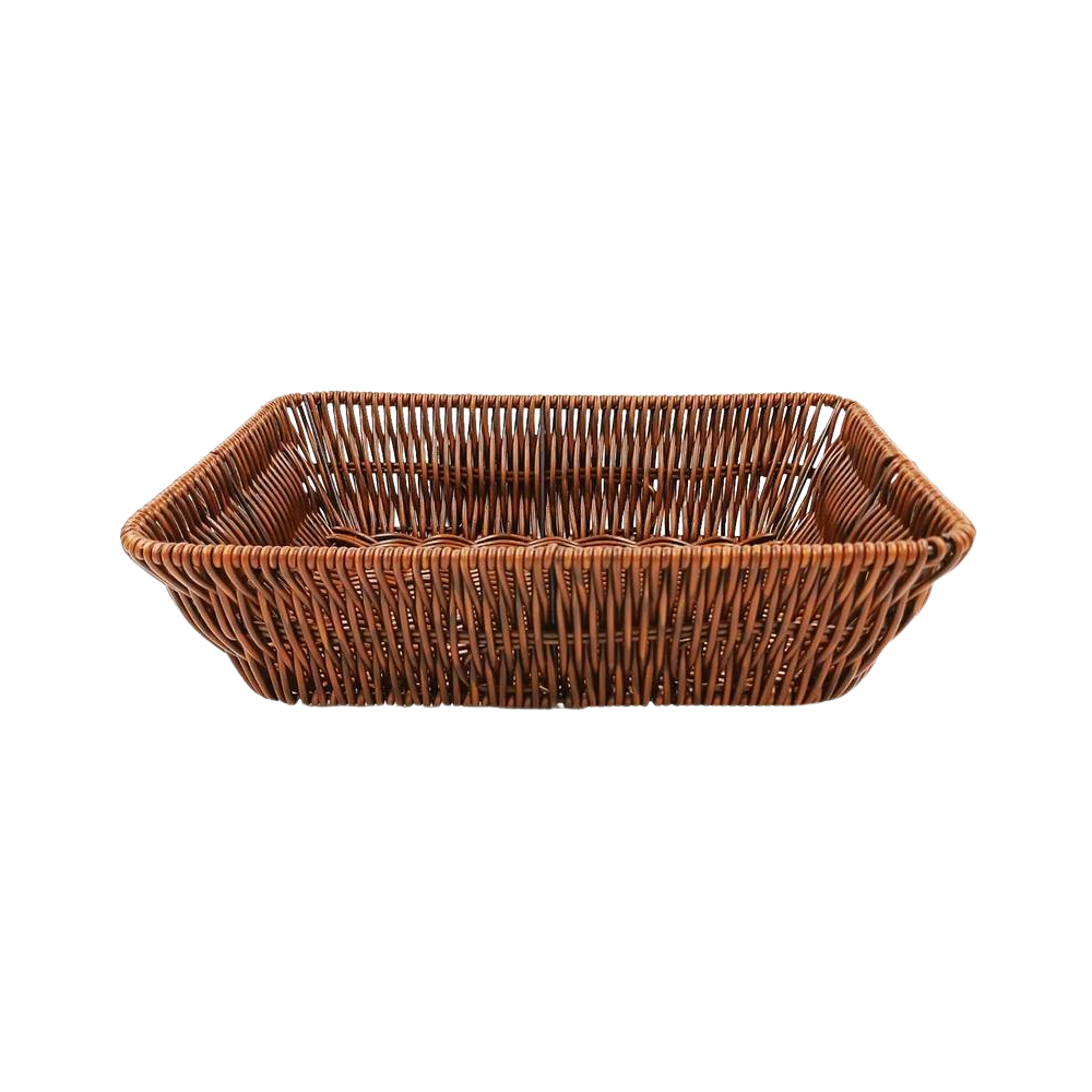 CESTA RETANGULAR DECORATIVA PALHA - 25,5CM X 20CM