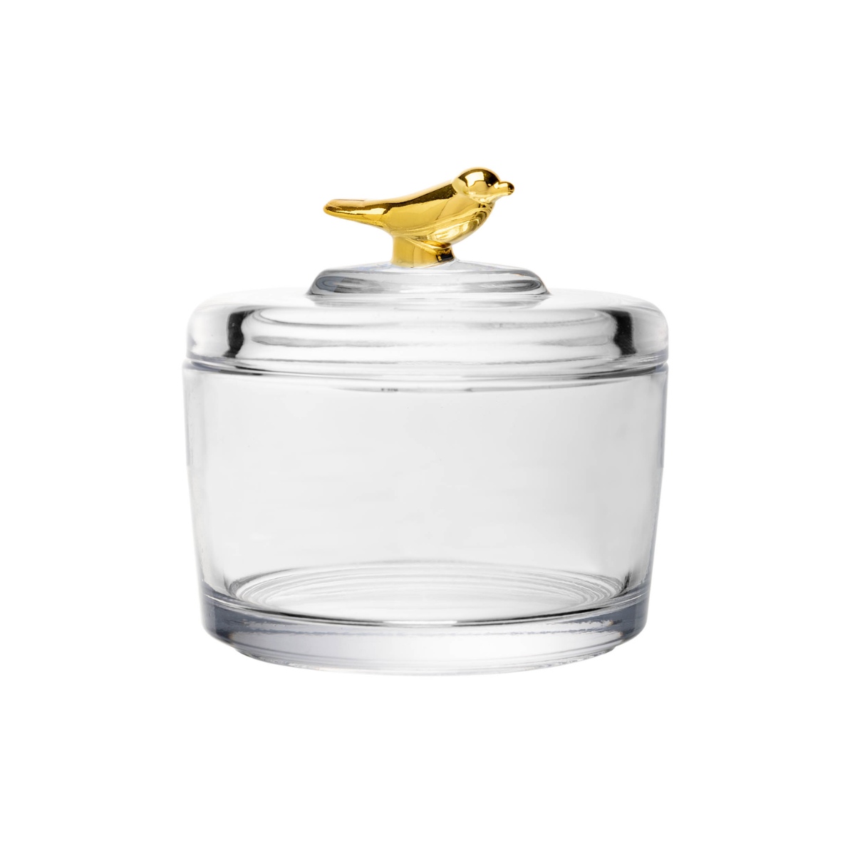 POTE COM TAMPA GOLDEN BIRD 7,5CM X 7CM X 8,5CM CRISTAL ECOLOGICO