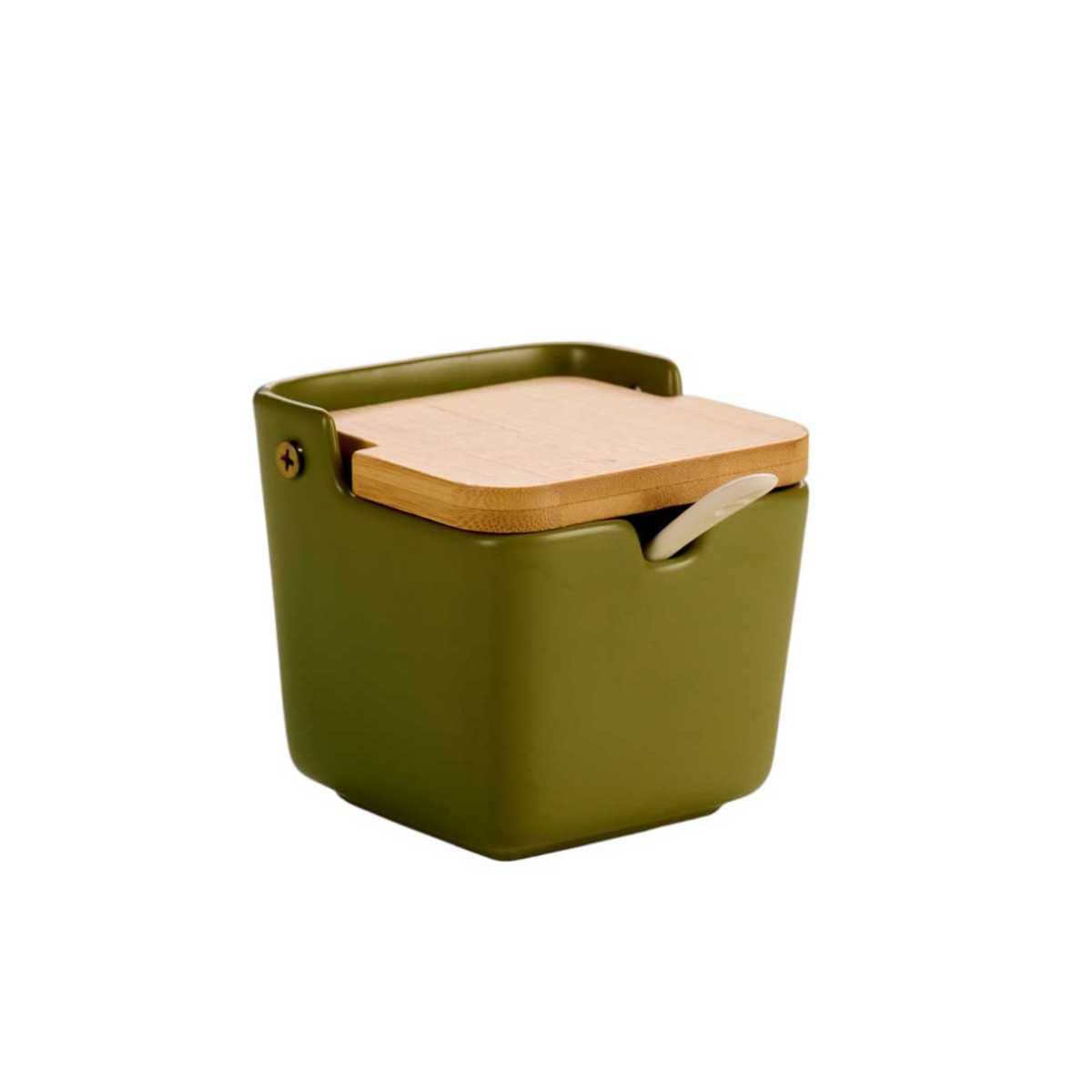 SALEIRO CERAMICA COM TAMPA BAMBU HAVANA CUBA VERDE 300ML