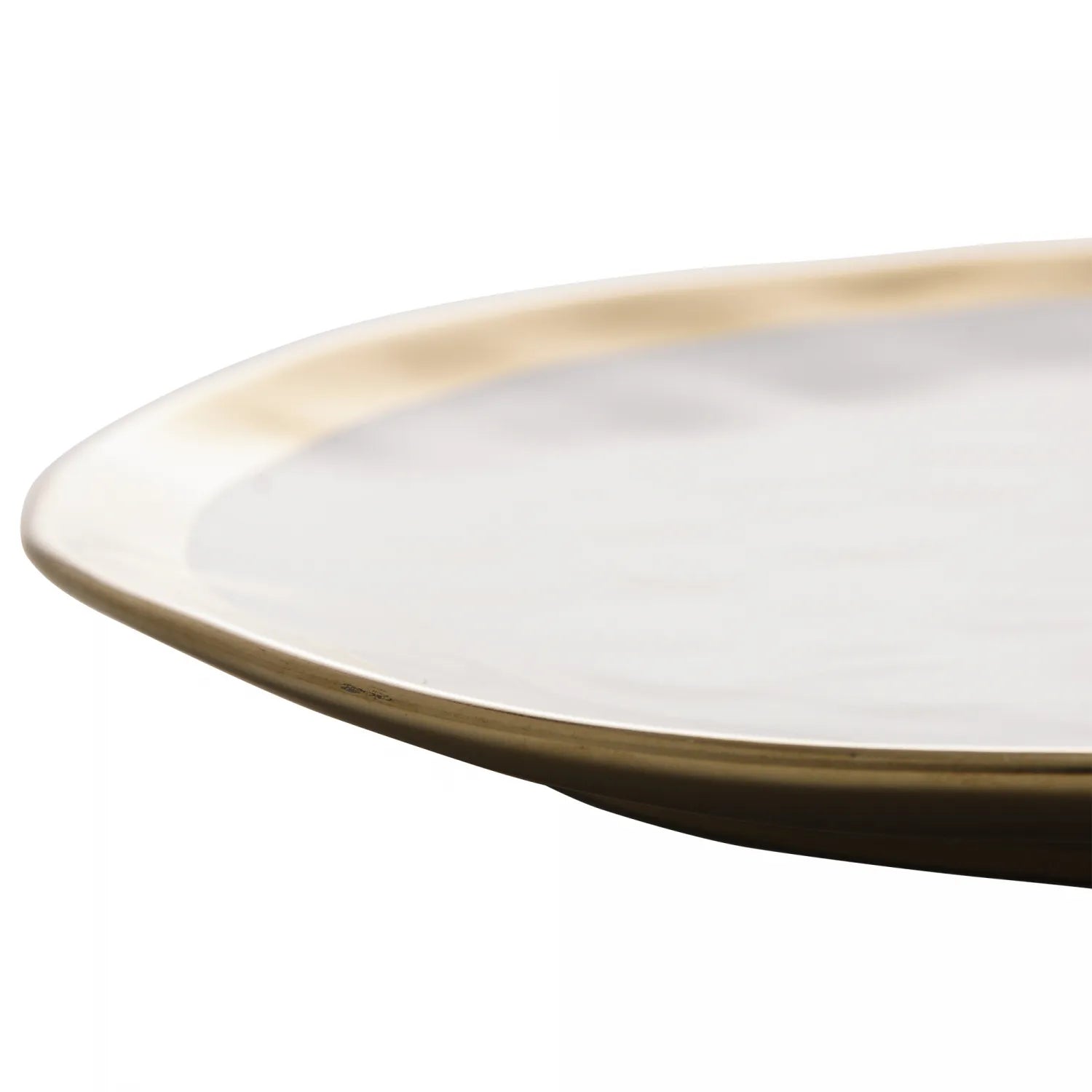 PRATO RASO DE PORCELANA BRANCO E DOURADO DUBAI - 25CM