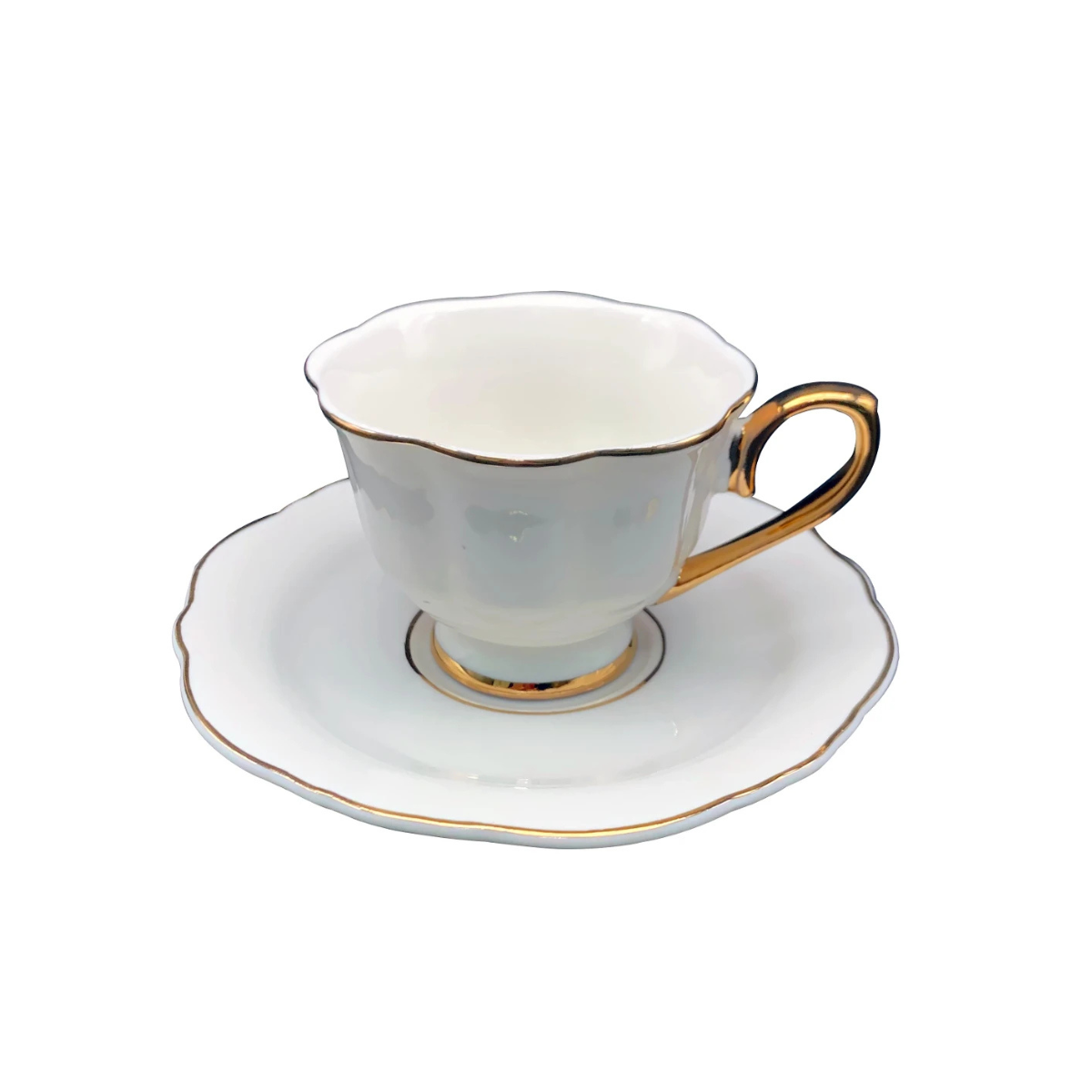 JOGO 12 PECAS PARA CAFE MON CHARMANT NEW BONE CHINA BORDA DOURADA 80ML – BRANCO