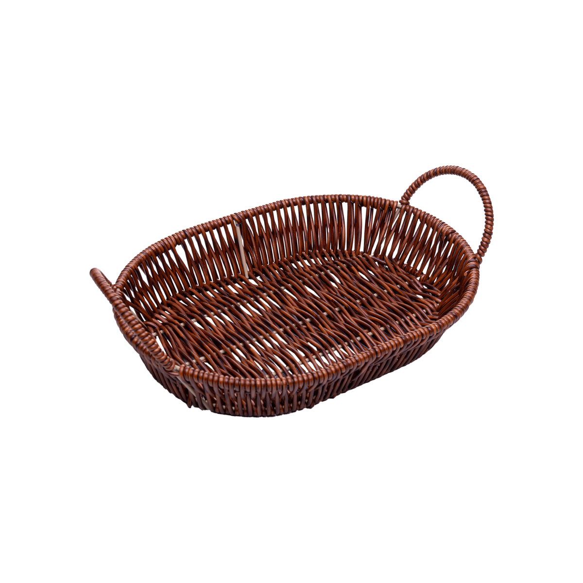 CESTA OVAL COM ALCA RATTAN 22,5CM X 15CM X 7,5CM PLASTICO - LYOR