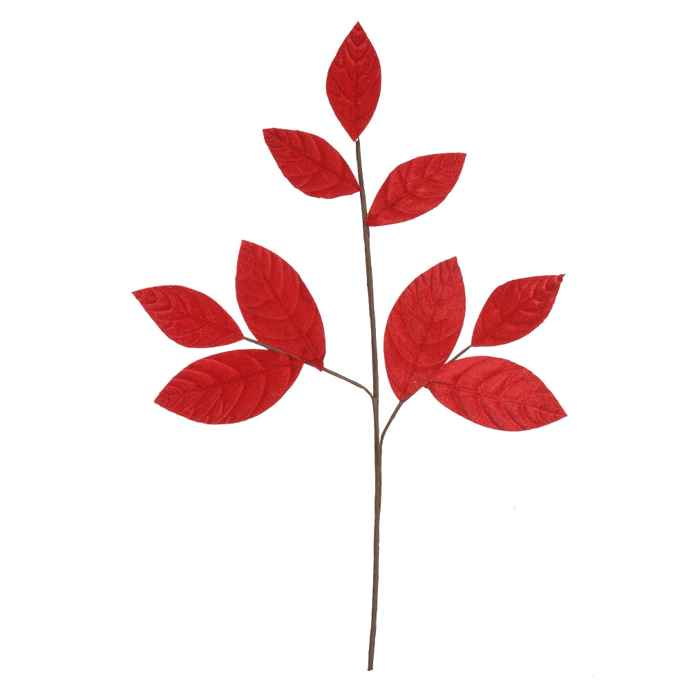 HASTE FOLHA AVELUDADO VERMELHO 60CM
