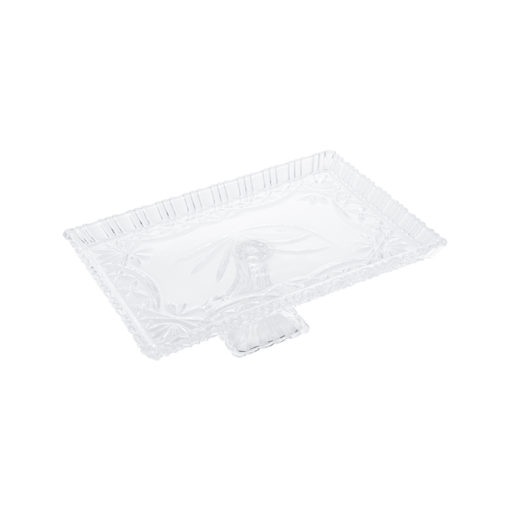 PRATO PARA BOLO COM PE CRISTAL DE CHUMBO JANINE – 29,5CM X 19,5CM