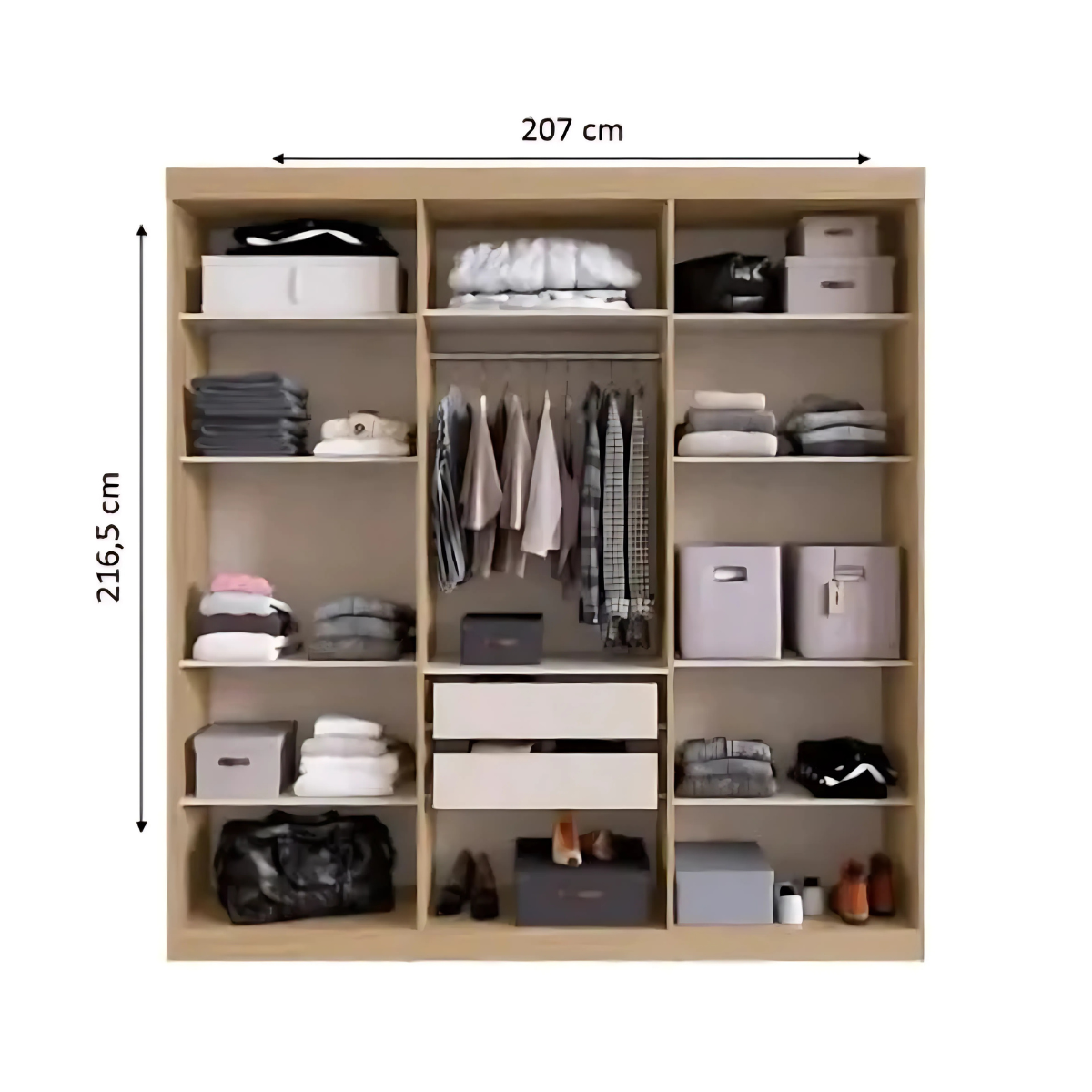 GUARDA-ROUPAS 1804 6 PORTAS 3 EM 1 - CARVALHO VERMONT/OFF WHITE (PH1804)