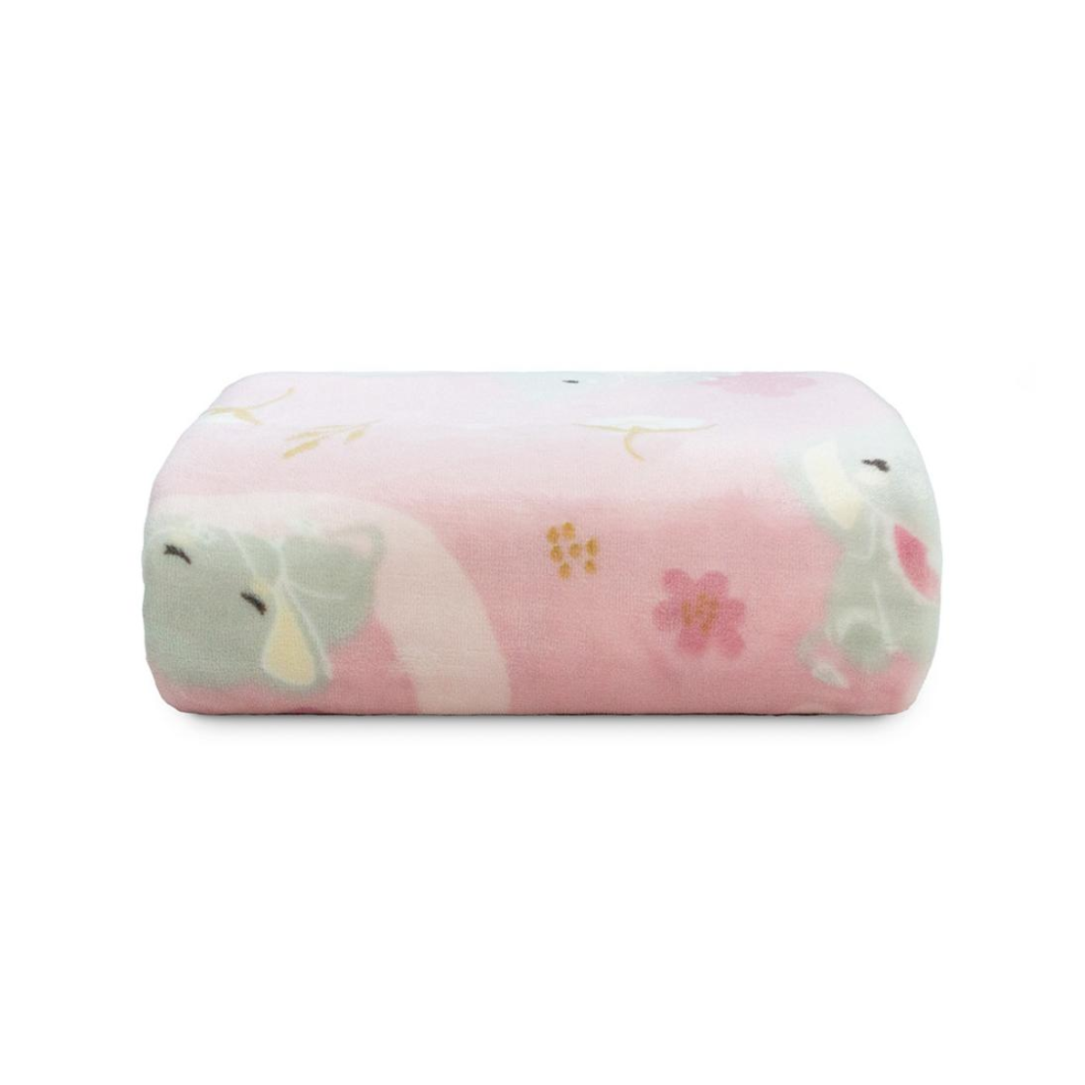COBERTOR BABY FLANNEL NAC 90X110 ELEFANTE ROSA