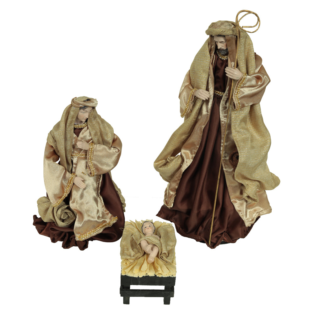 SAGRADA FAMILIA COM 3 PEÇAS MARROM E DOURADO 40CM