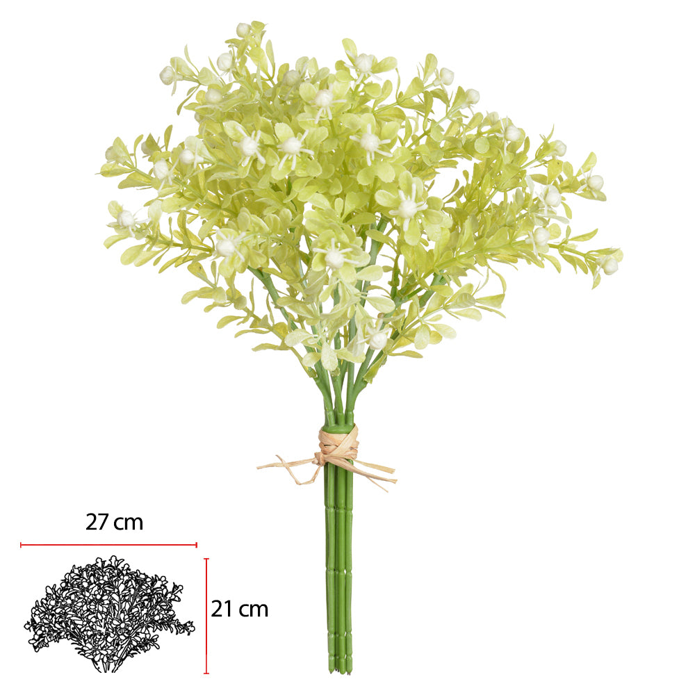 FLOR MINI RAMALHETE COM FITA (BRANCO) 32CM