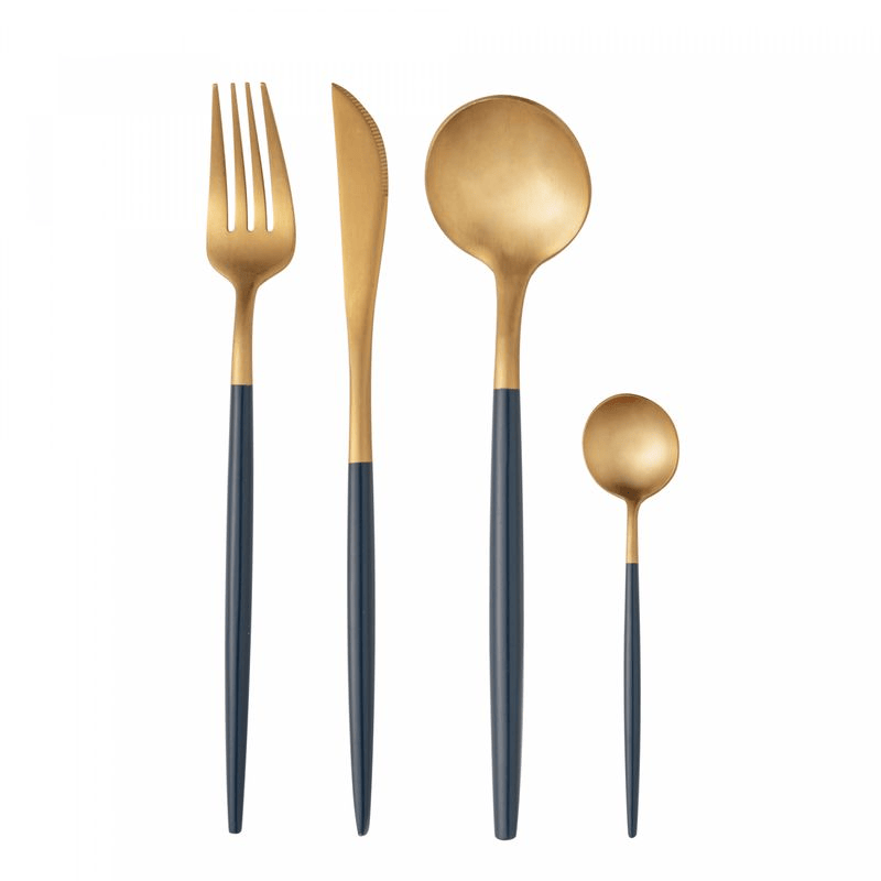 FAQUEIRO 24 PECAS DE ACO INOX COM CABO EM ESTAMPA DE MADEIRA ORGANIC DOURADO