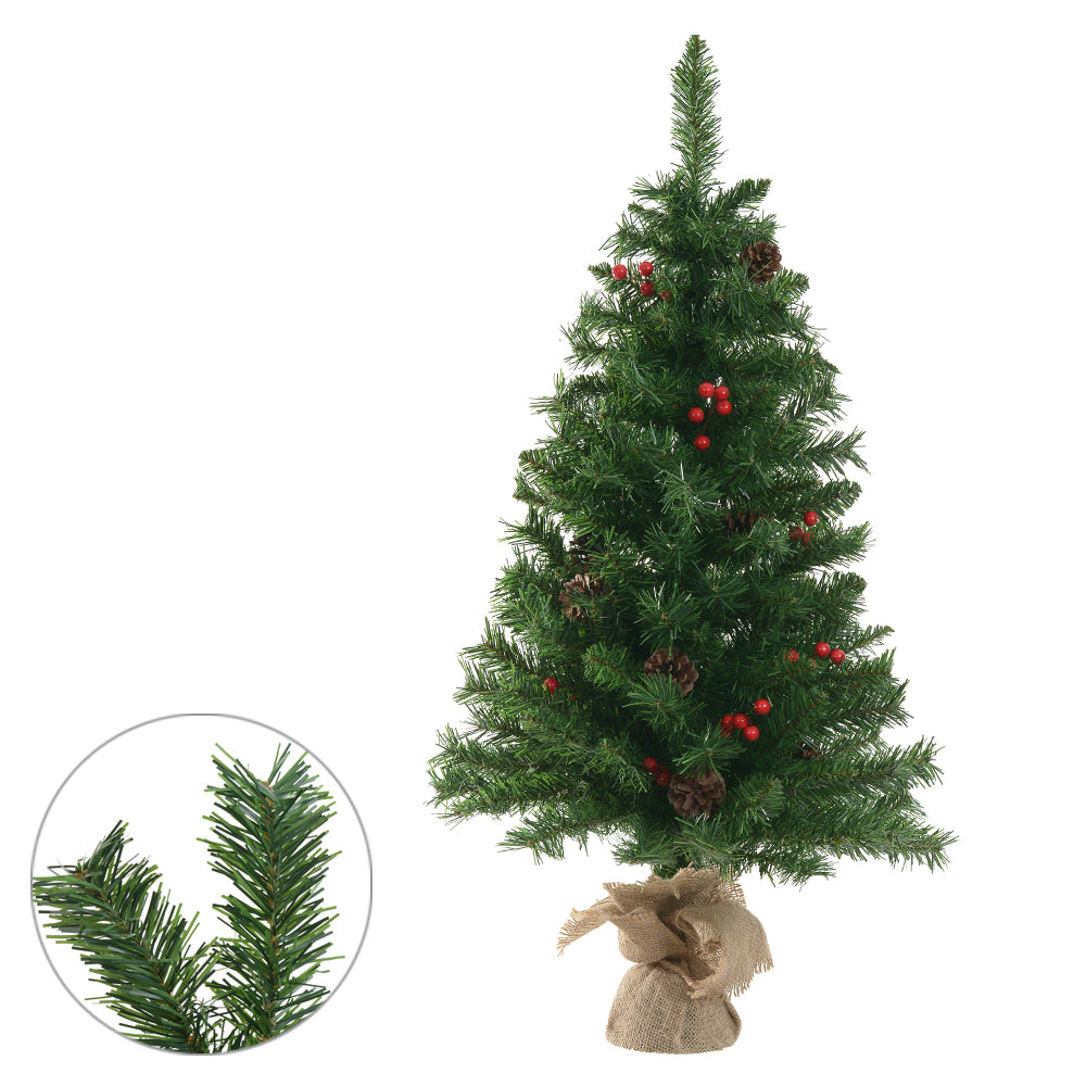 ARVORE DE NATAL VERDE BERRY E PINHA 90CM 141 TIPS