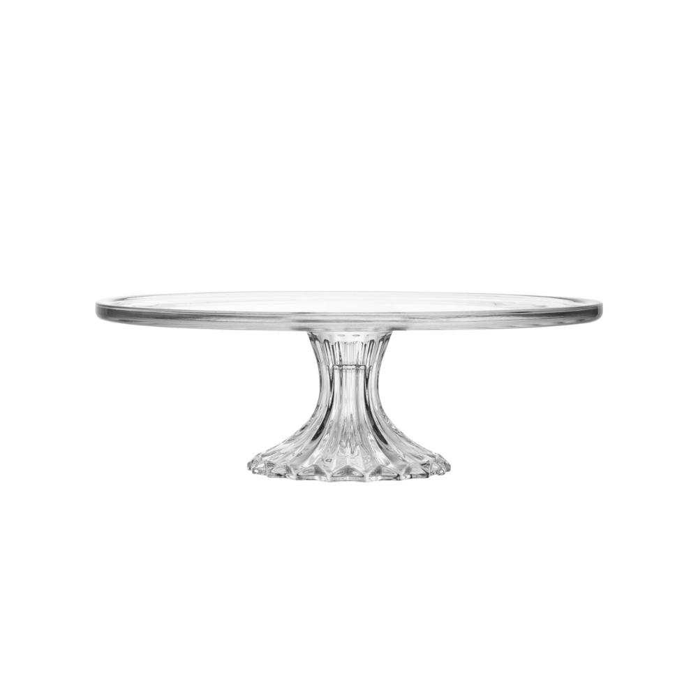 PRATO PARA BOLO DE CRISTAL COM PE E TAMPA BIRD – 30CM X 29CM