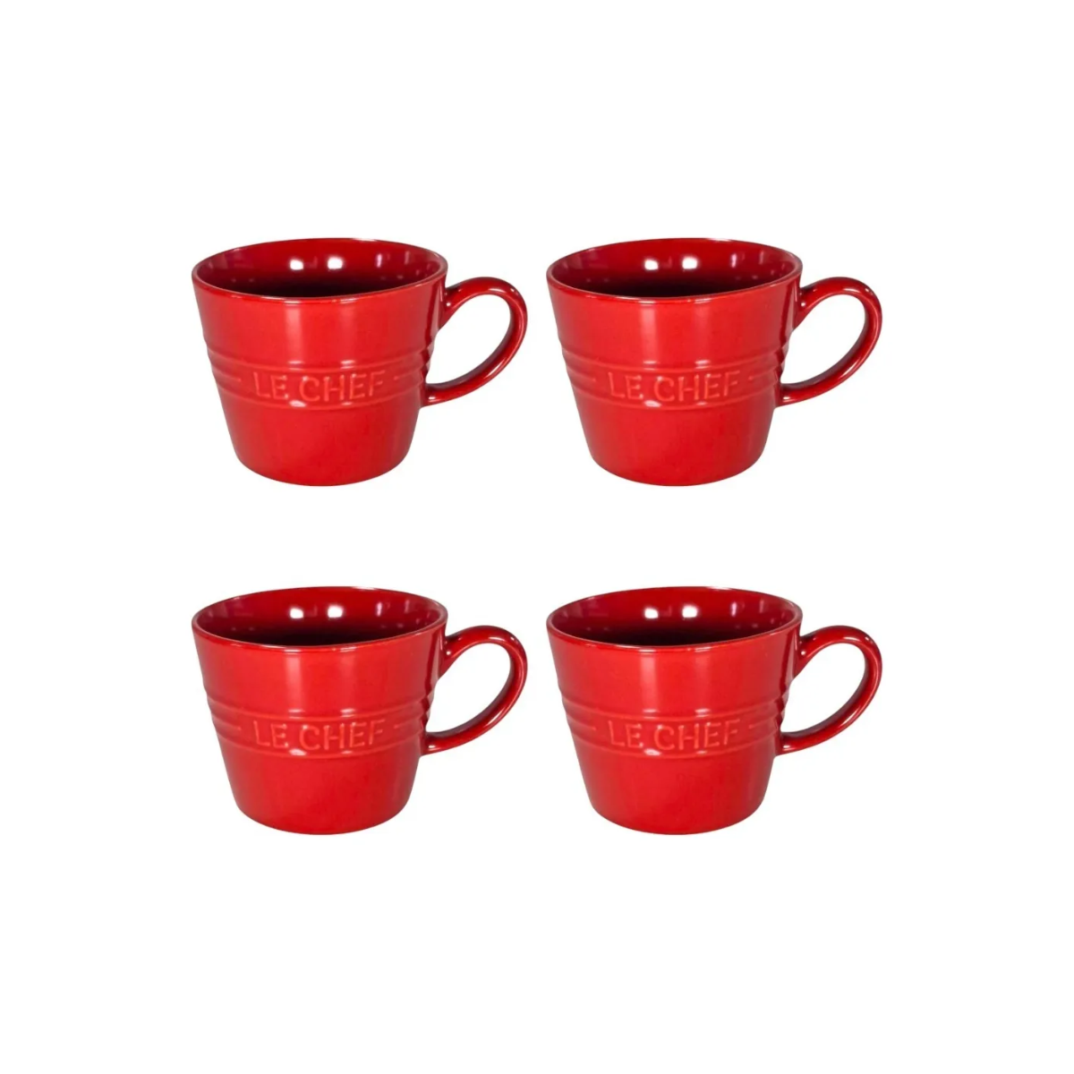 XÍCARA CAFÉ LE CHEF VERMELHO 110ML 4 PEÇAS