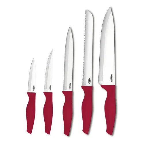 JOGO 5  FACAS VERMELHO BRINOX