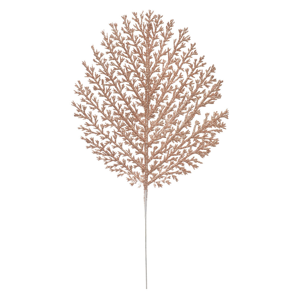HASTE FOLHA DE SAMAMBAIA NUDE COM GLITTER 27CM