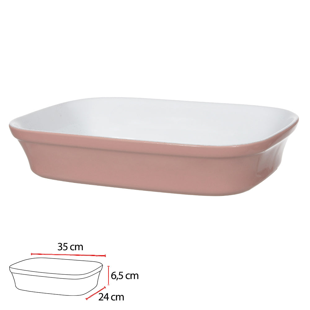 REFRATARIO CERAMICA 2800ml 6,5X24X35cm RT LISA (ROSA)