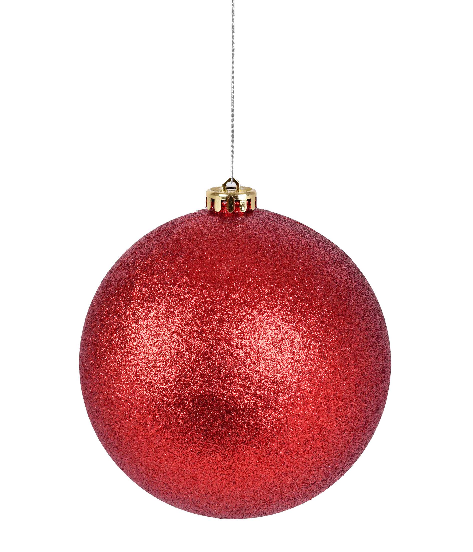 BOLA NATALINA VERMELHO COM GLITTER 12CM