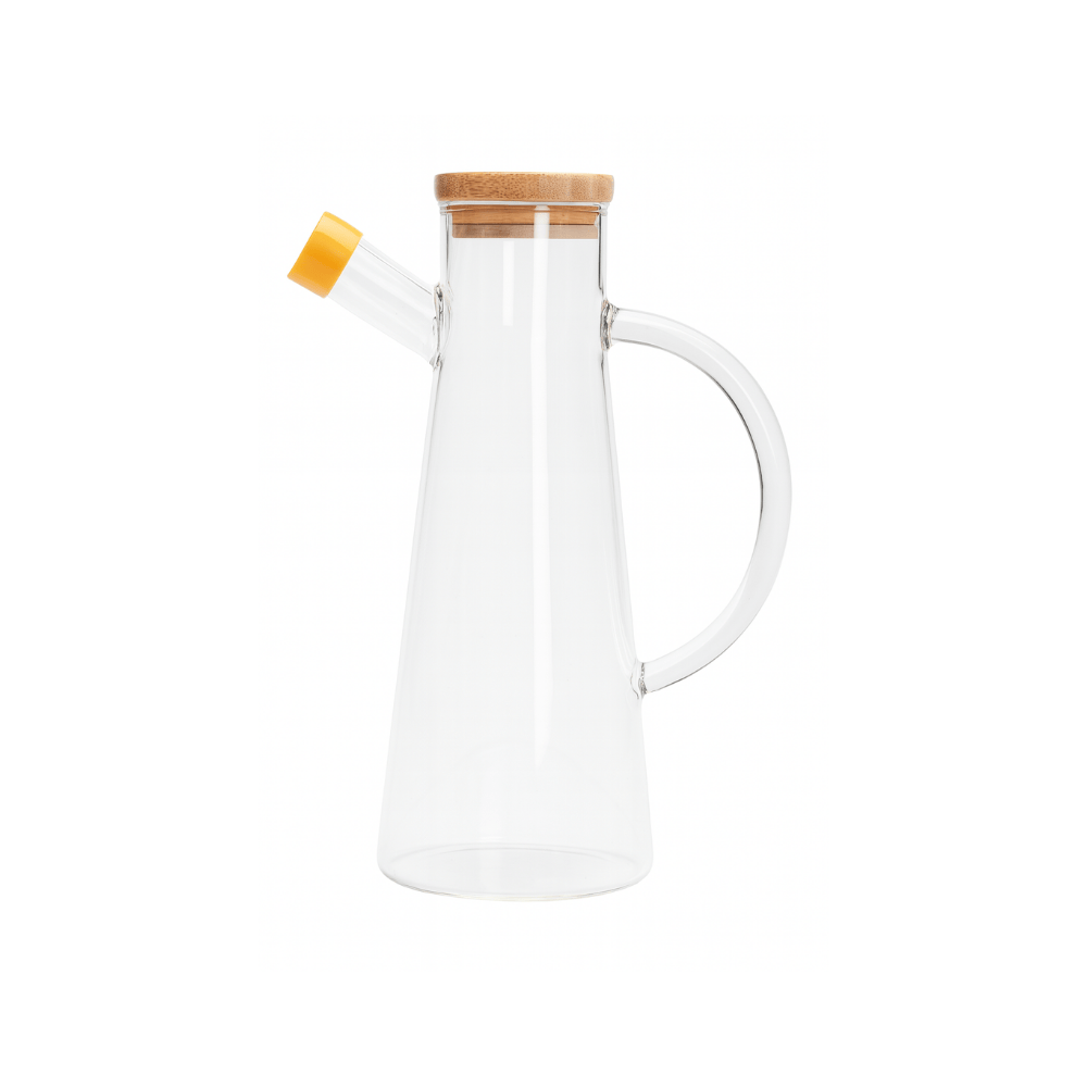 GALHETEIRO DE VIDRO COM TAMPA DE BAMBU - 500ML