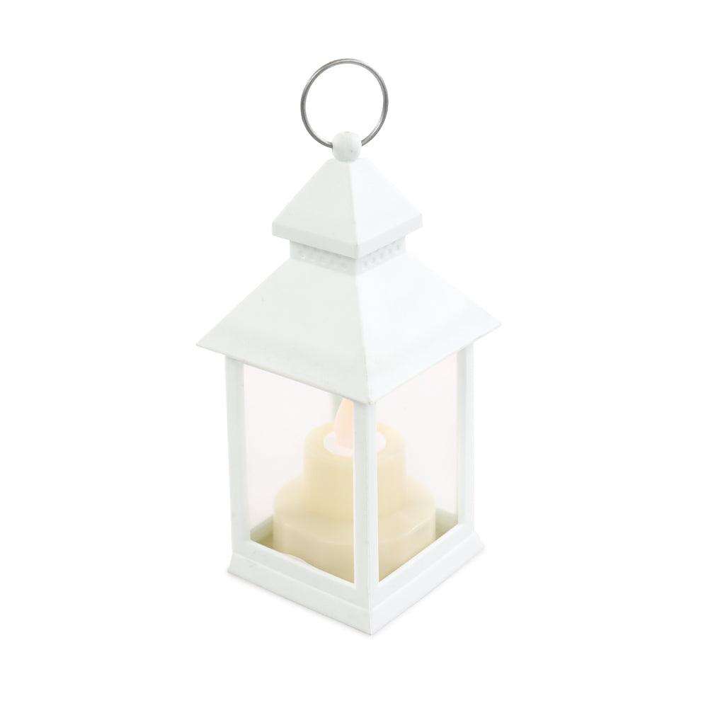 MINi LANTERNA BRANCA COM VELA LED 18CM