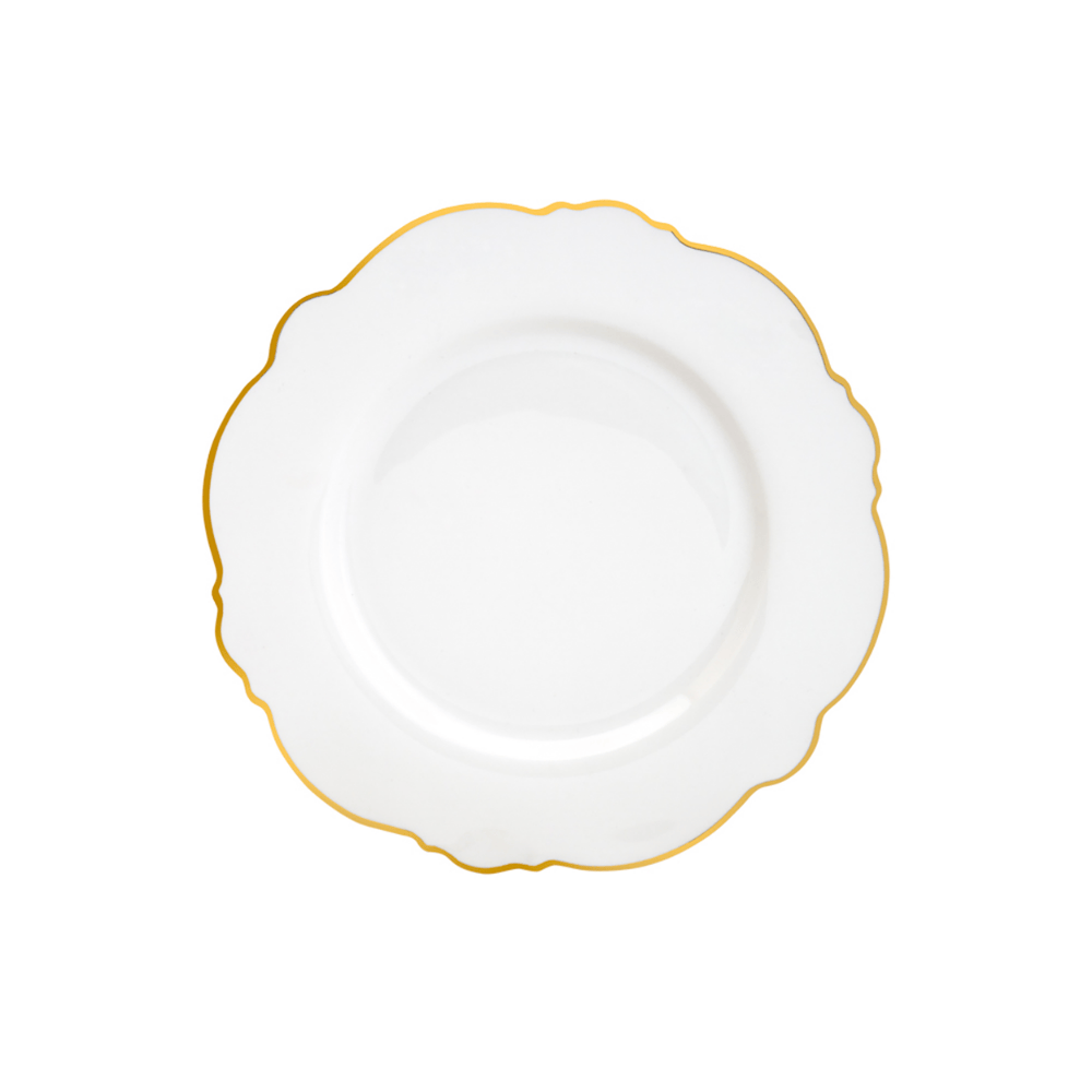 APARELHO DE JANTAR 42 PECAS PORCELANA MALDIVAS BRANCO COM FIO DE OURO