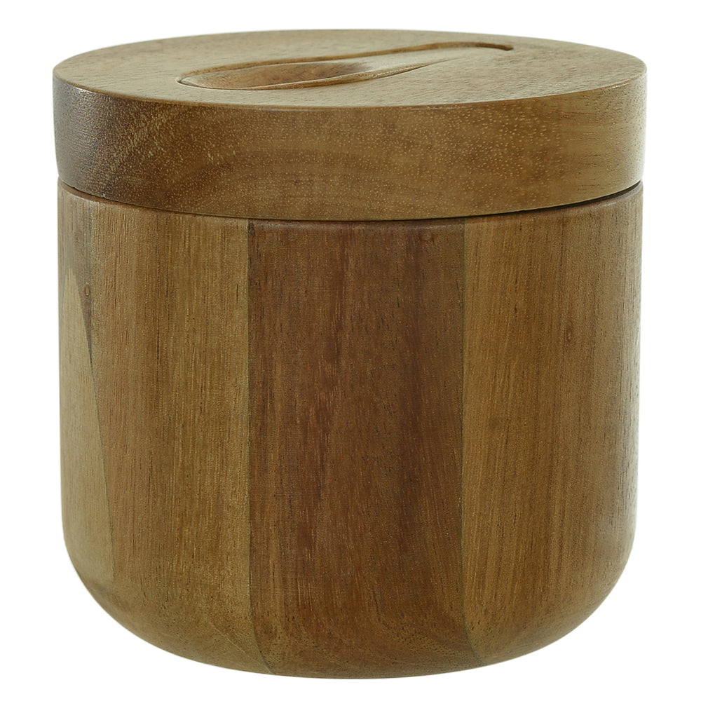 POTE DE SAL MD ACACIA 9,6X10CM COM COLHER (BEGE)