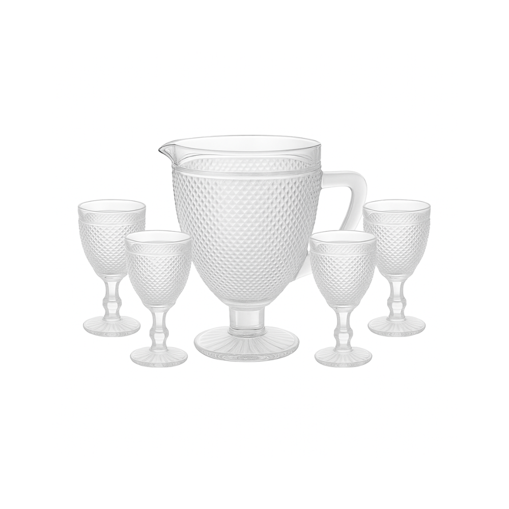 JOGO DE JARRA E TAÇAS DIAMOND 5 PECAS