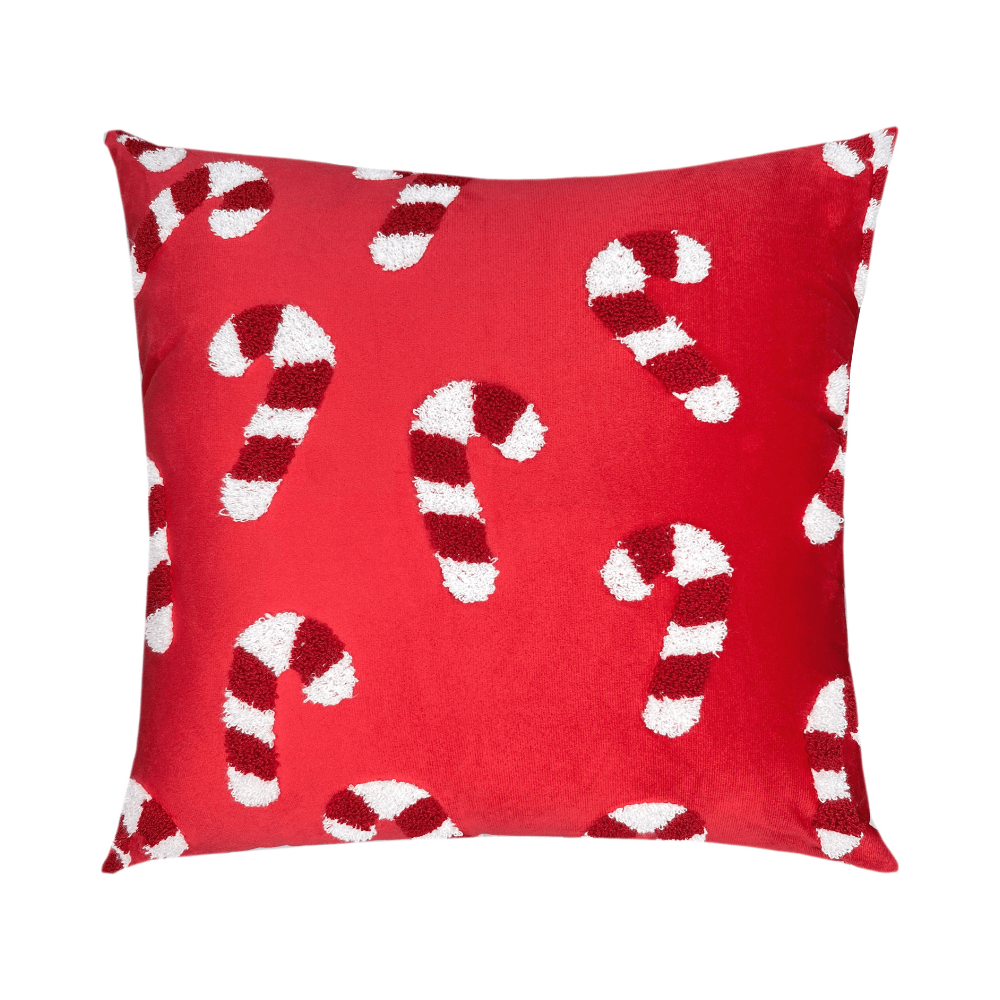 ALMOFADA EM VELUDO VERMELHO COM BORDADO – 50CM X 50CM