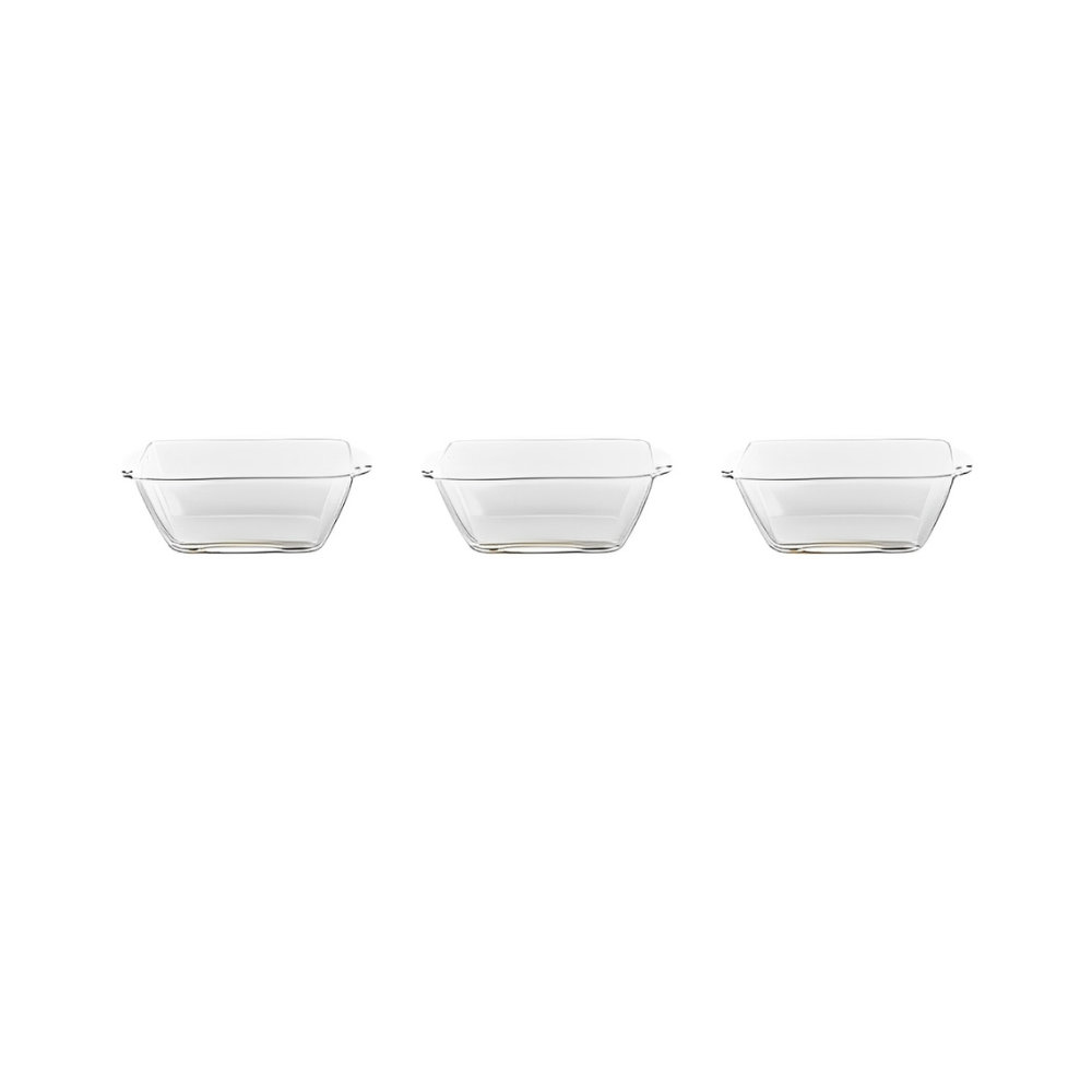JOGO 3 PETISQUEIRAS QUADRADA DE VIDRO CASUAL 90ML