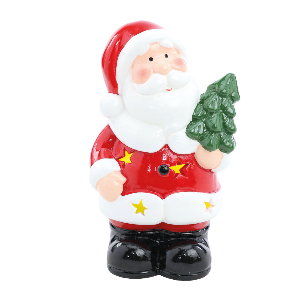 PAPAI NOEL COM PINHEIRO E LED 14CM