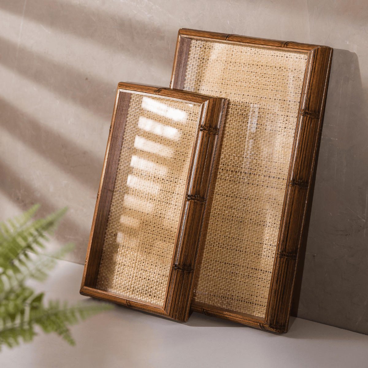 BANDEJA MADEIRA BAMBU C/SISAL NATURAL 30x17x4cm