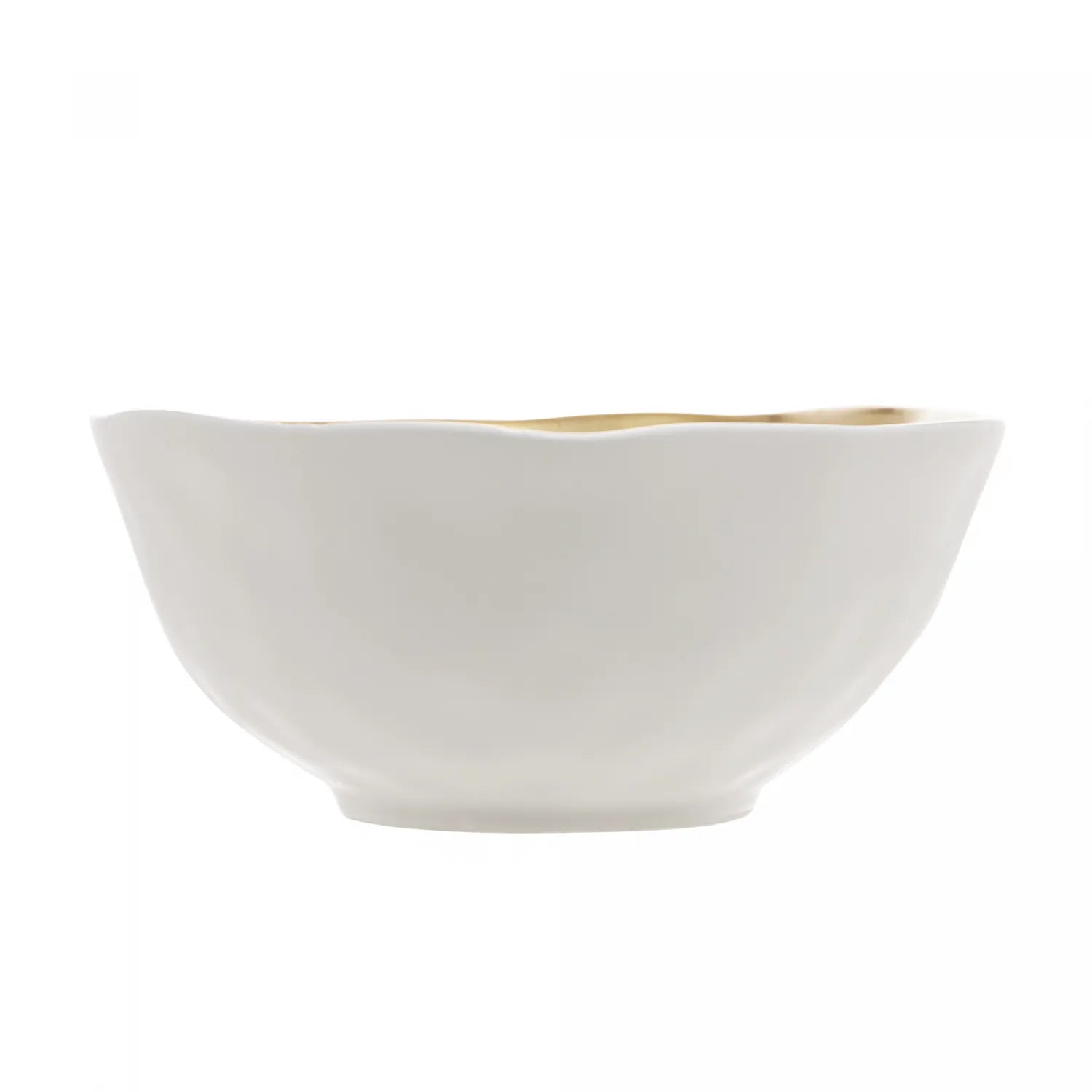 BOWL DE PORCELANA BRANCO E DOURADO DUBAI 15x7cm