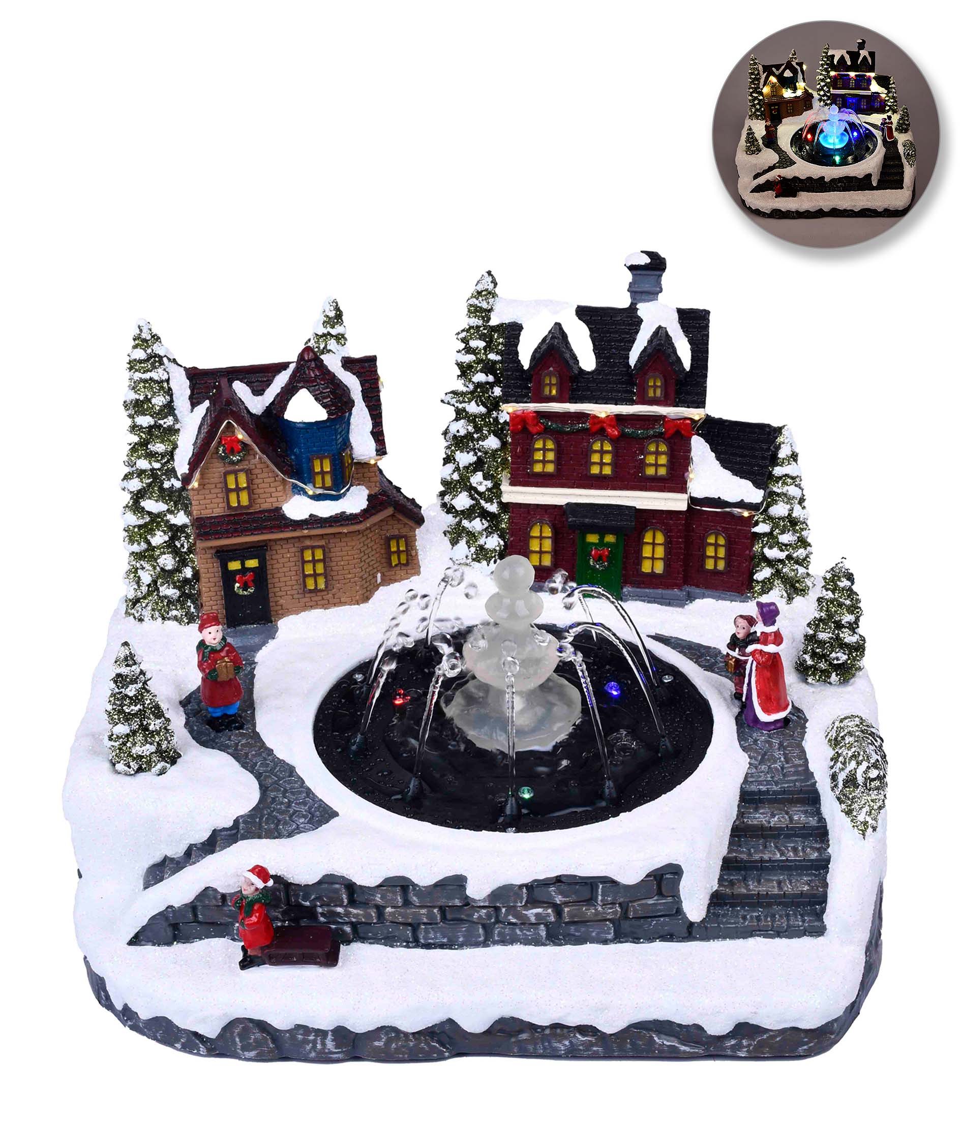 VILA NATALINA FONTE COM SOM E MOVIENTO BIVOLT - 26CM X 19CM