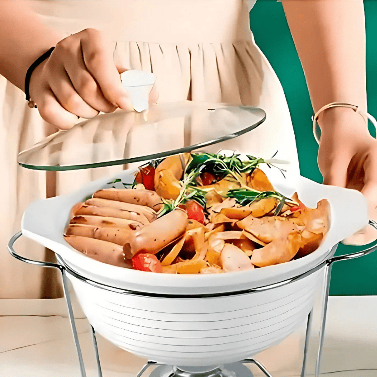RECHAUD REDONDO ELEONORA PORCELANA  - 2,3L