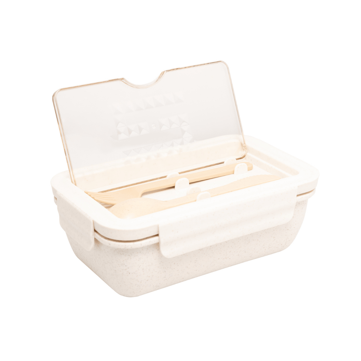 MARMITA HERMETICA COM TALHERES 1,1L OFF WHITE PP E BAMBU