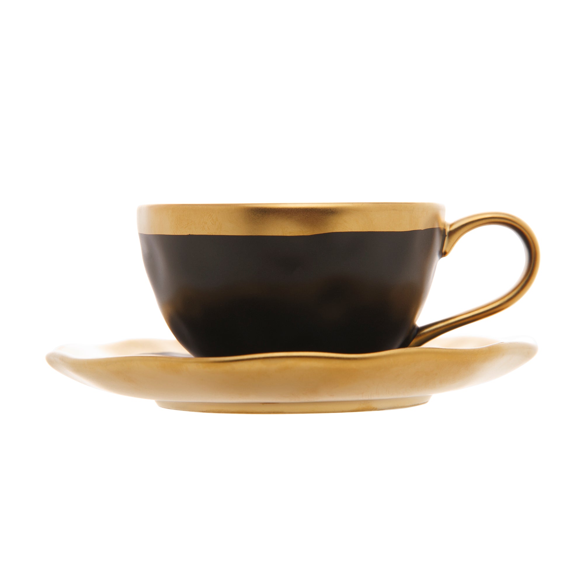 XICARA DE CAFE DE PORCELANA DUBAI PRETO E DOURADO 90ML