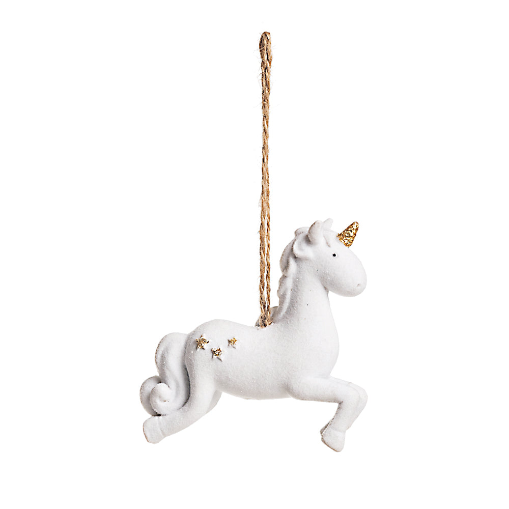 UNICORNIO SALTANDO DE ENFEITE BRANCO/OURO COM 1UN
